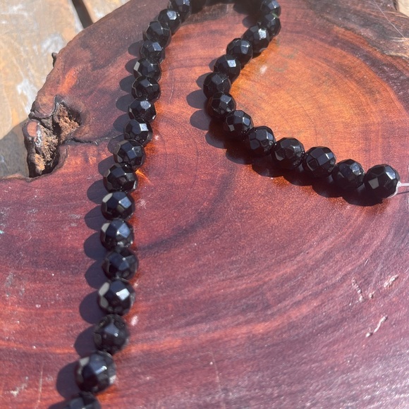 Beads102: Vtg 10mm Faceted Black Beads – 12” Strand, Jewelry Making Supply - Picture 3 of 5